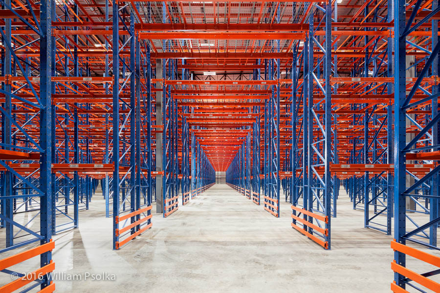 Freezer interior of cold storage warehouse photographed by Psolka Photography 